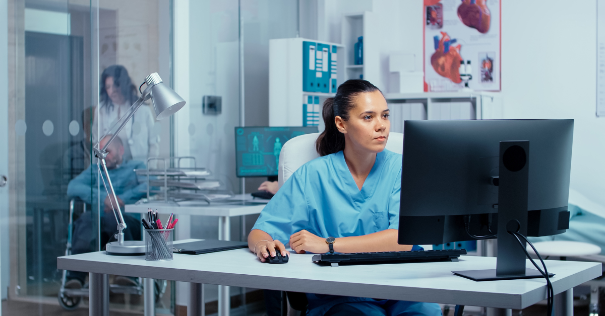 Lady using a desktop computer