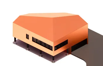 Slanted roof design conceptual drawing